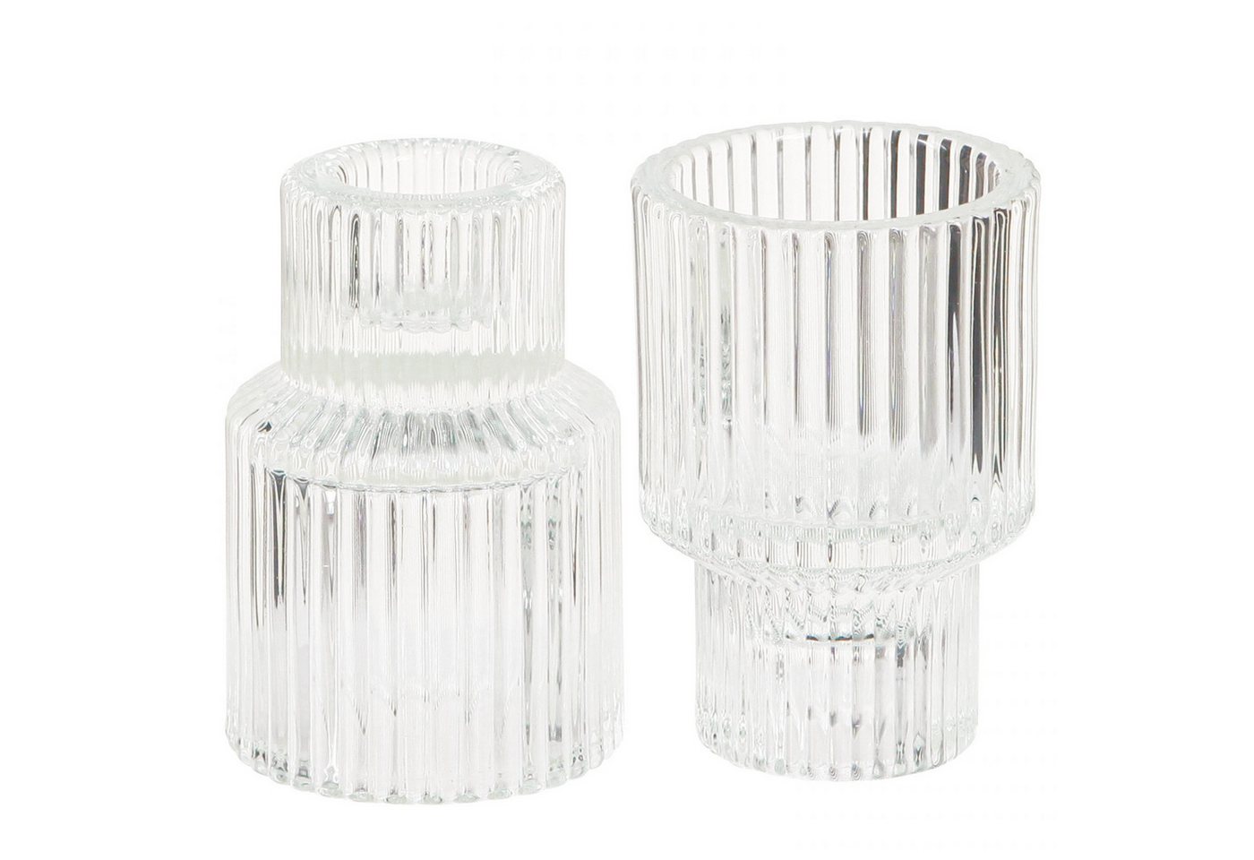 Viana Tischvase Stabkerzenhalter Glas Teelichthalter Ø5cm H8cm 4er Set Retro Vintage von Viana