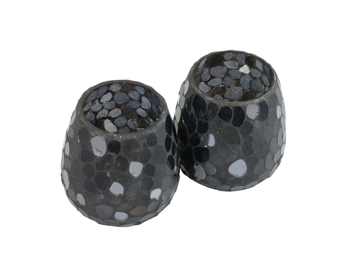 Viana Tischvase Windlicht Weihnachten Kerzenhalter Glas Schwarz Dekoration Ø10cm 2St von Viana