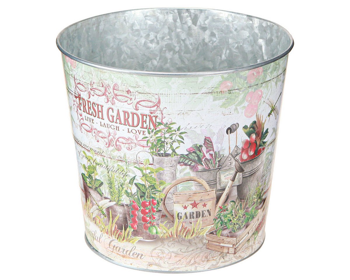 Viana Übertopf Blumenkübel Metall Klein Silber Motiv Fresh Garden 2er Set von Viana