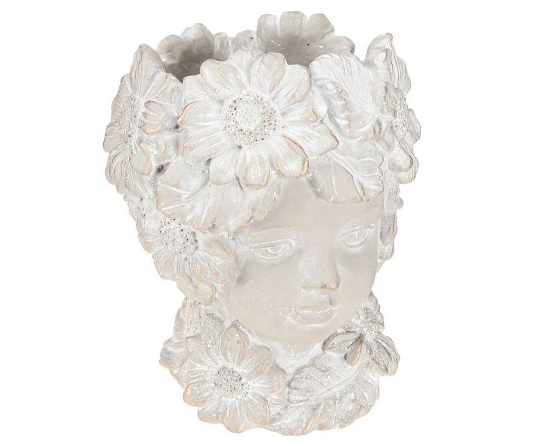 Viana Übertopf Büste Steinguss Frau Übertopf Antik Deko Vase H21,5cm von Viana