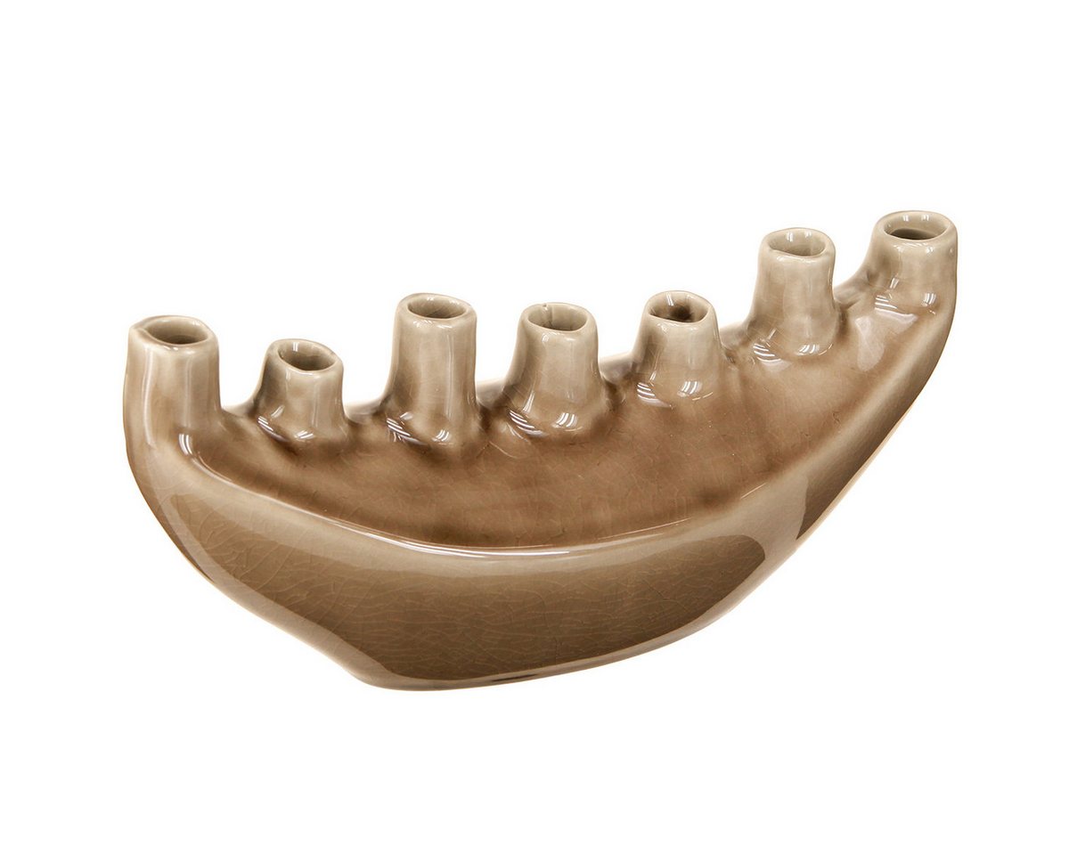 Viana Übertopf Deko Keramik Schiffchen Vase Braun 23x8,5cm H11cm Dekoration Viana Übertopf Deko Keramik Schiffchen Vase Braun 23x8,5cm H11cm Dekoration von Viana