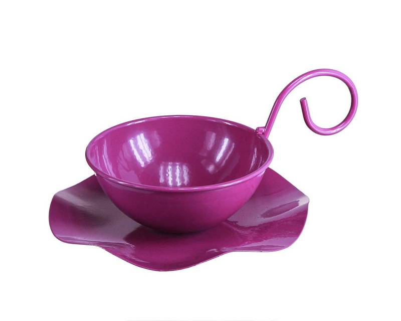 Viana Übertopf Deko Teetasse Metall Lila Vintage Ø11,5cm H8cm 2er Set von Viana