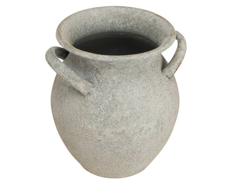 Viana Übertopf Deko Vintage Vase Metall Grau Übertopf Griffe H13cm Deko-Highlight von Viana