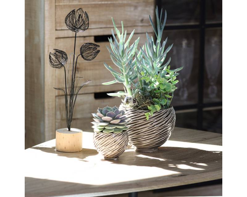 Viana Übertopf Dekoschale Keramik Spiral Beige Braun Ø9cm 4er Set von Viana