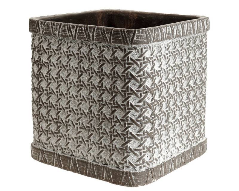 Viana Übertopf Keramik Blumentopf Pflanz-Würfel 15cm Braun Weiß von Viana