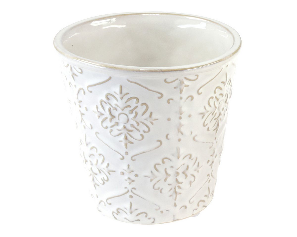 Viana Übertopf Keramik Blumentopf Übertopf im 2er Set, Vintage Weiß Creme Beige von Viana