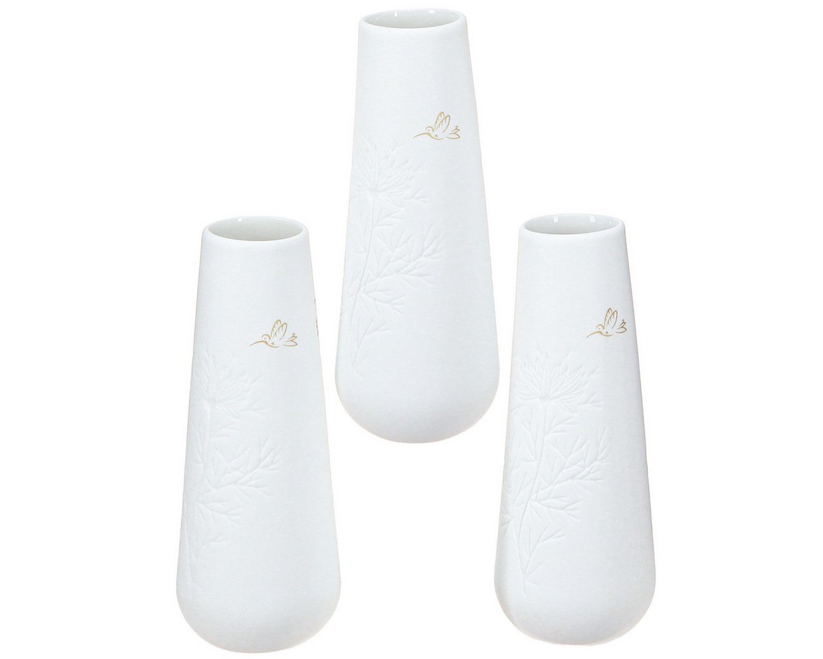 Viana Übertopf Mini-Keramikvasen Weiß-Gold 3er-Set H12cm für Deko von Viana
