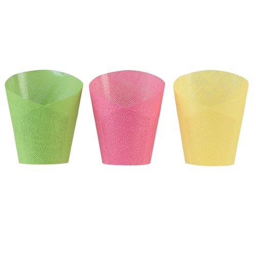 Viana Übertopf Papier Pflanztopf Set gewebt Farben Pink Gelb Grün Ø9cm H18cm 9 Stück von Viana