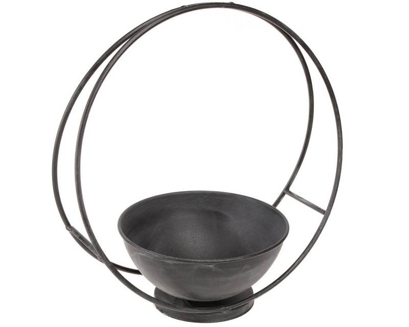 Viana Übertopf Schale mit Fuß Metallring Anthrazit H29cm 2er Set von Viana