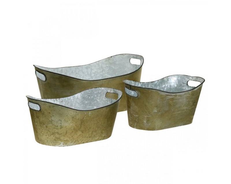 Viana Übertopf Vintage Übertopf-Set Metall Wannenform Kupfer/Weiß, 3 Größen von Viana