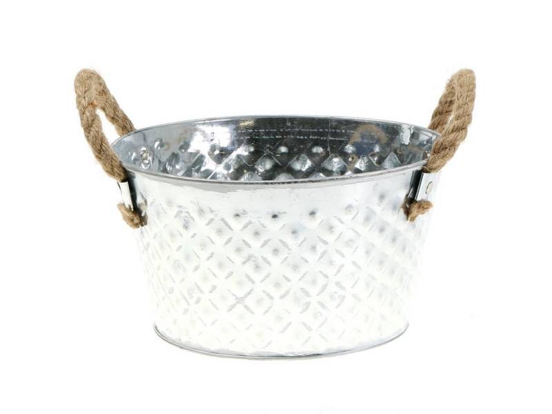 Viana Übertopf Zink Dekoschale Vintage mit Seilgriffen für Pflanzen und Kerzen Viana Übertopf Zink Dekoschale Vintage mit Seilgriffen für Pflanzen und Kerzen von Viana