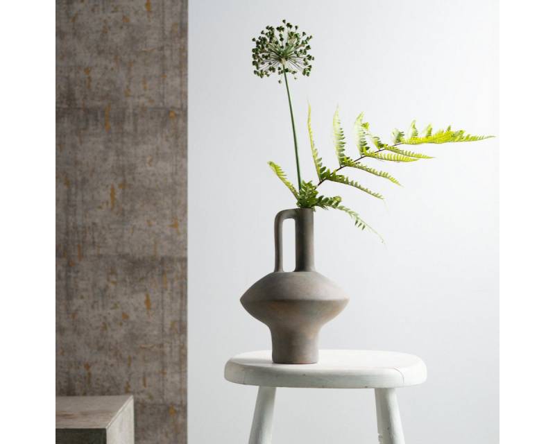 Viana Übertopf Vintage Keramikvase Krug-Design Antik-Optik in Grau mit Rosteffekt von Viana