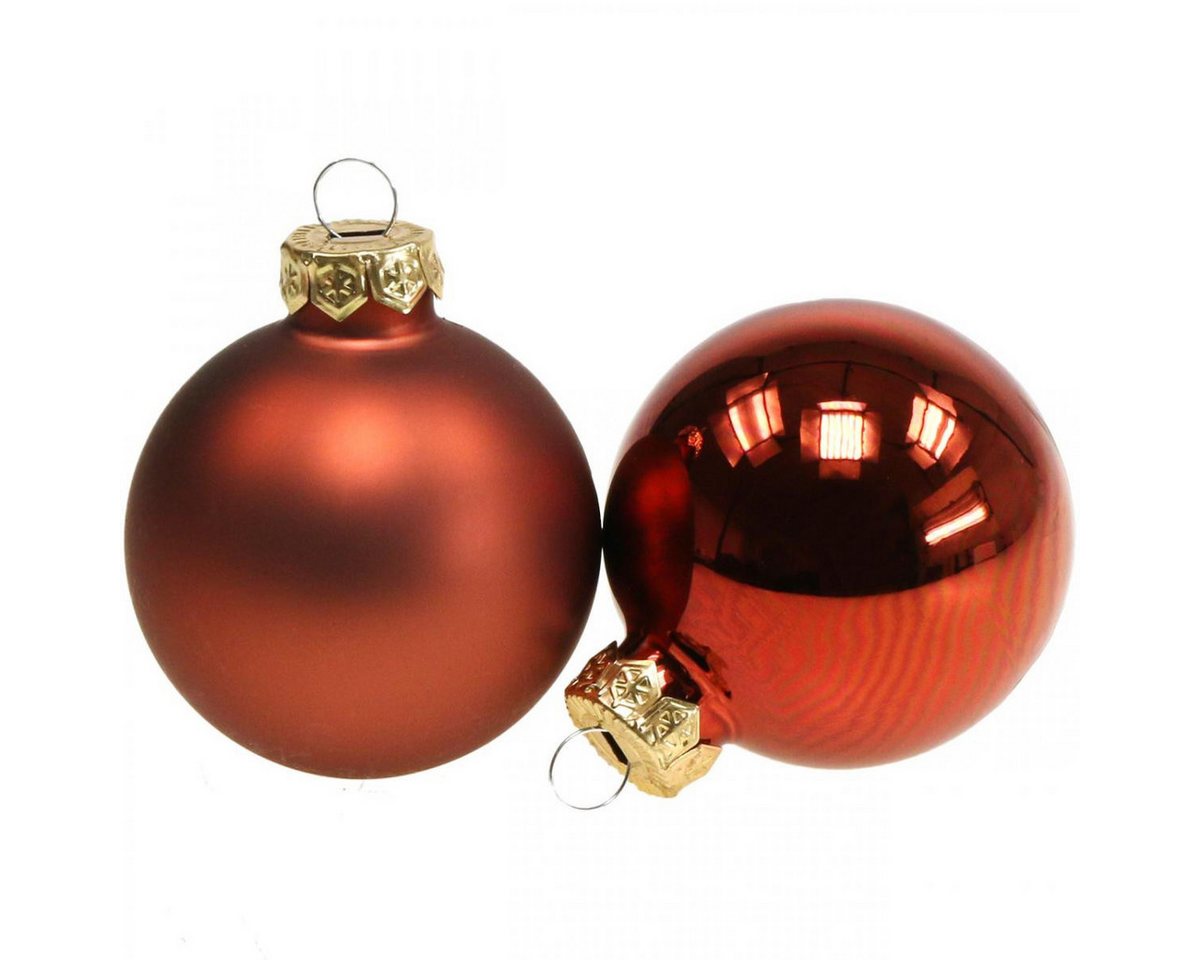 Viana Weihnachtsbaumkugel Weihnachtskugeln Rostrot Matt/Glänzend Glas Ø4cm 60er Set - von Viana