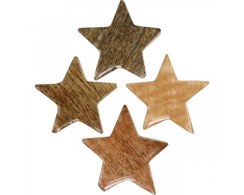 Viana Weihnachtsmann Holzsterne Streudeko Weihnachten Natur Glanz H5cm 12St Tischdeko von Viana