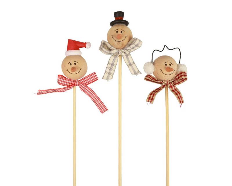 Viana Weihnachtsmann Schneemann Holz Deko Stecker - Blumenschmuck Winterdeko 5cm, 9er Set von Viana