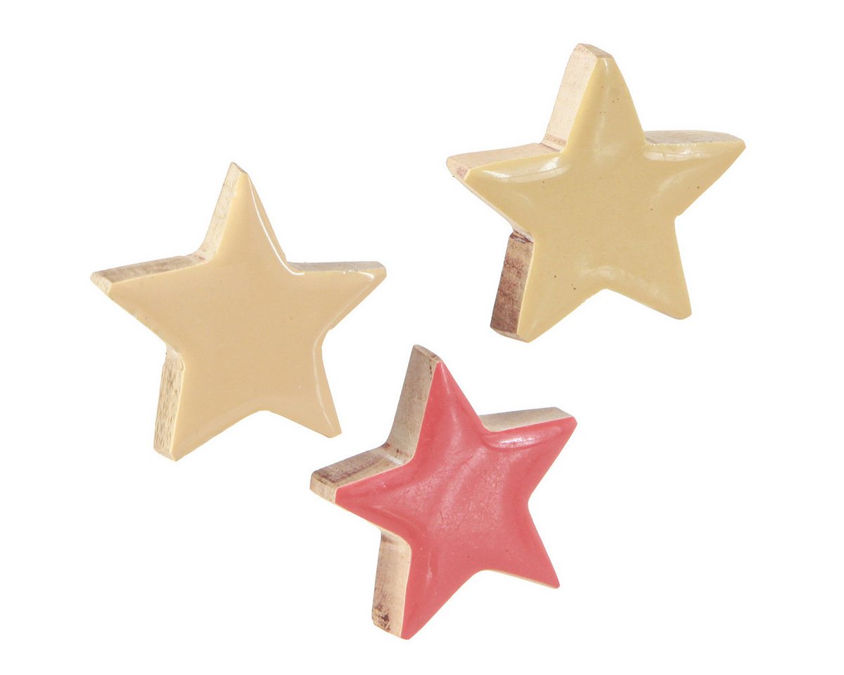 Viana Weihnachtsmann Streudeko Holzsterne 5cm Mangoholz Apricot Gelb 12 St. Dekoration von Viana