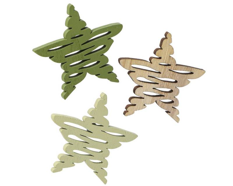 Viana Weihnachtsmann Weihnachten Dekoration Streuteile Holzsterne Natur Grün 72 Stück Ø4cm von Viana