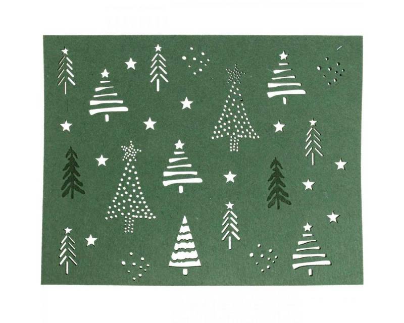 Viana Weihnachtsmann Weihnachtliches Tischset aus Filz in Grün, 45×35cm, 4-teilig – von Viana