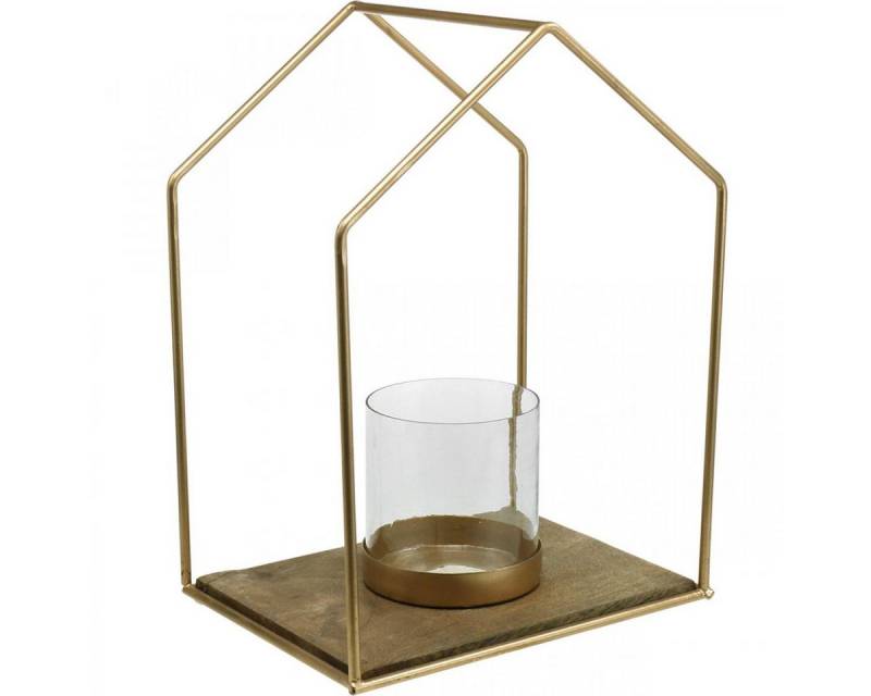 Viana Windlicht Charmantes Windlicht-Haus aus Metall mit Holzboden, Teelichthalter Viana Windlicht Charmantes Windlicht-Haus aus Metall mit Holzboden, Teelichthalter von Viana
