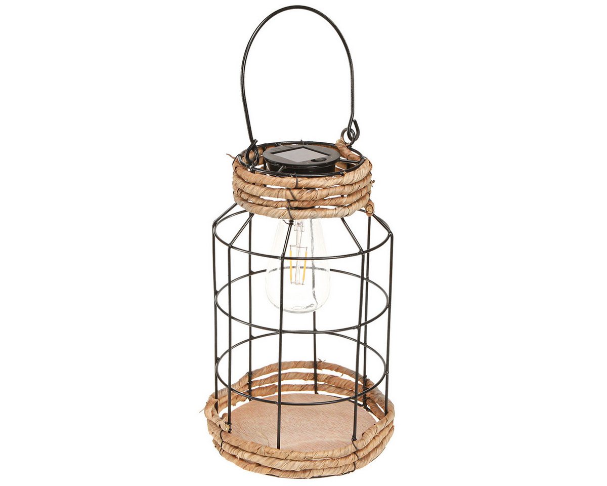 Viana Windlicht Solar Gartenleuchte Schwarz Metall Ø18cm Boho Chic von Viana