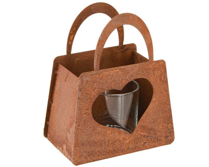 Viana Windlicht Windlicht Edelrost Metall Herz Glaseinsatz 15cm 2er Set von Viana