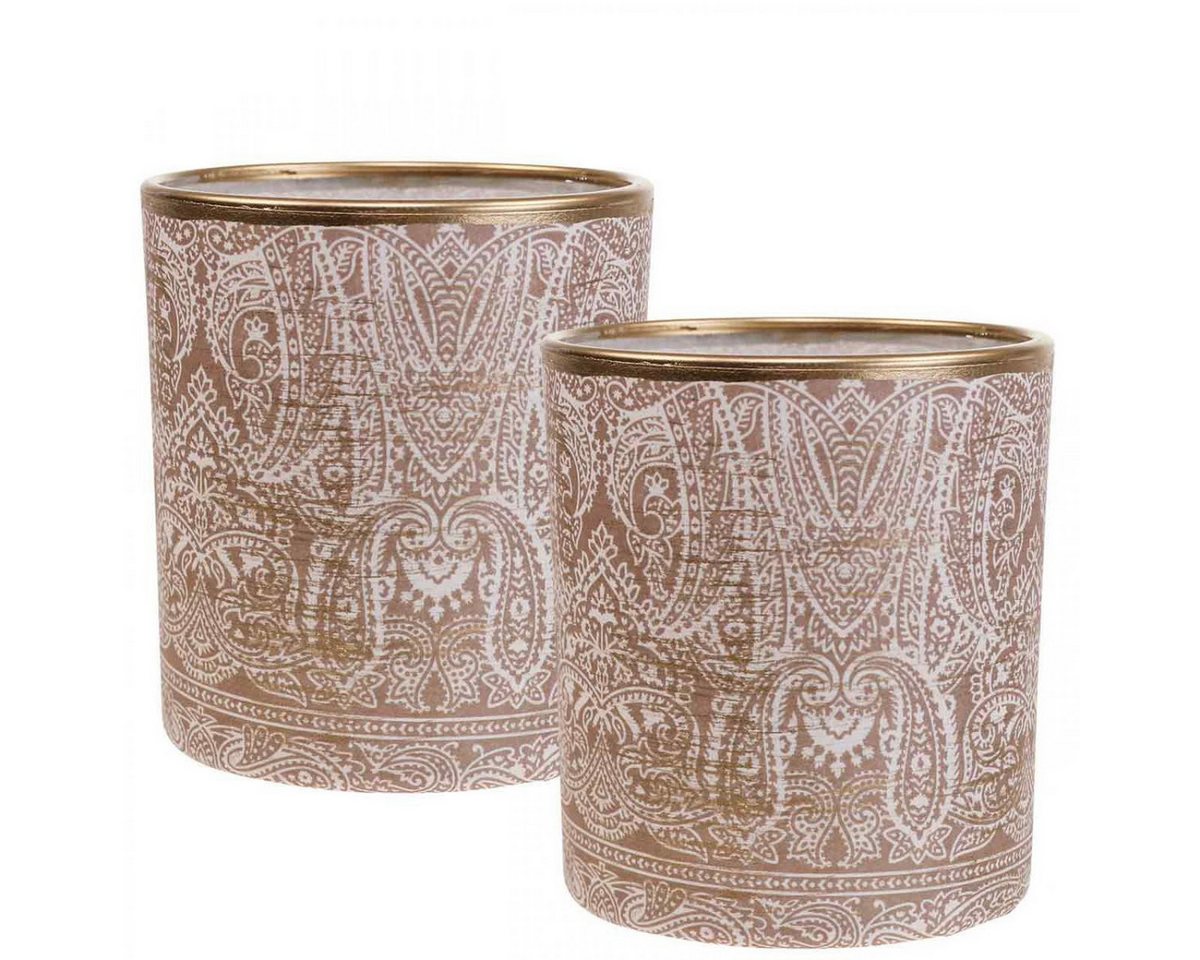 Viana Windlicht Windlicht Glas Teelichthalter Paisley Design Dekoration Ø8cm H9cm 2er von Viana