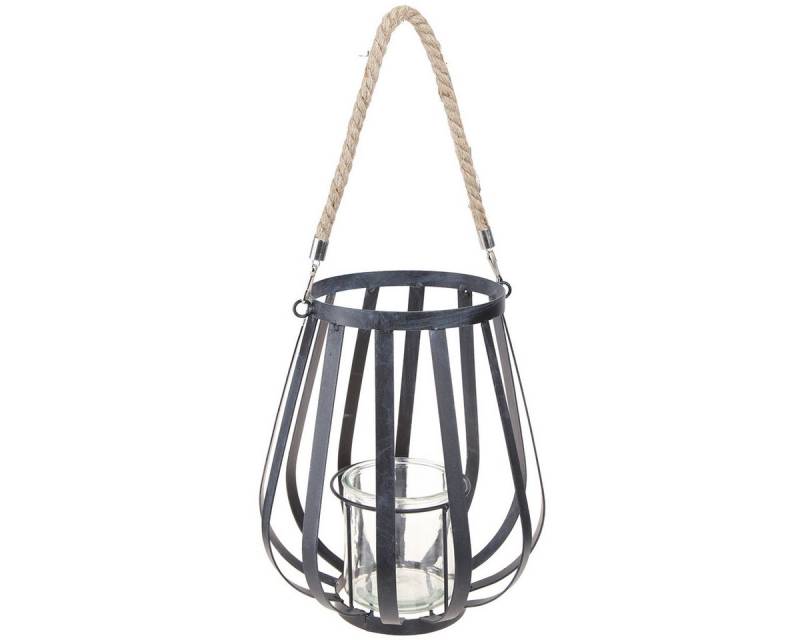 Viana Windlicht Windlicht Metall Laterne Glas Anthrazit Ø23cm H27cm Deko von Viana