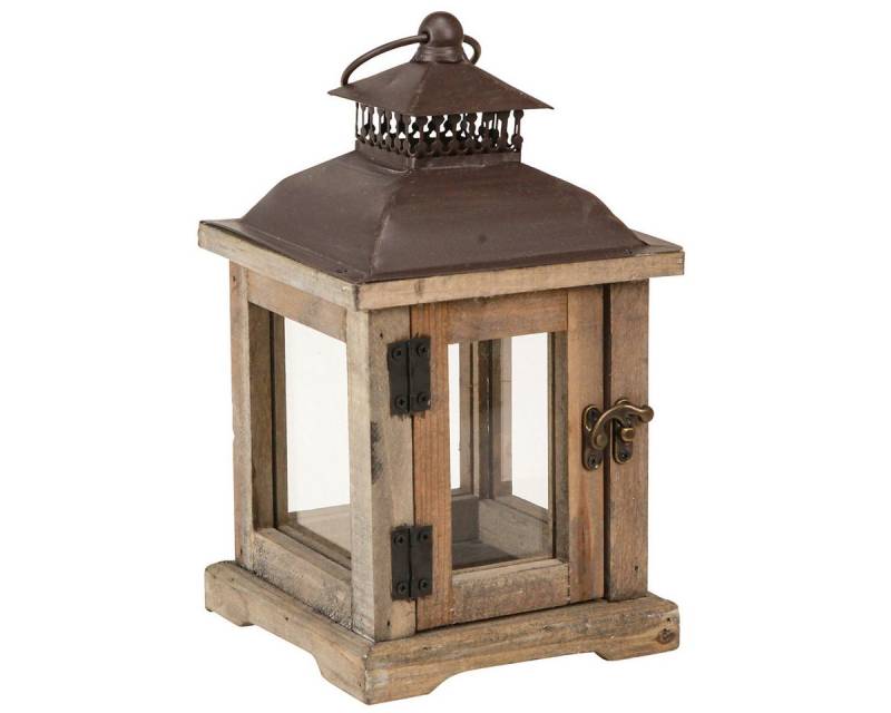 Viana Windlicht Windlicht Vintage Look Metall Glas - Antike Runde Laterne H23cm - von Viana