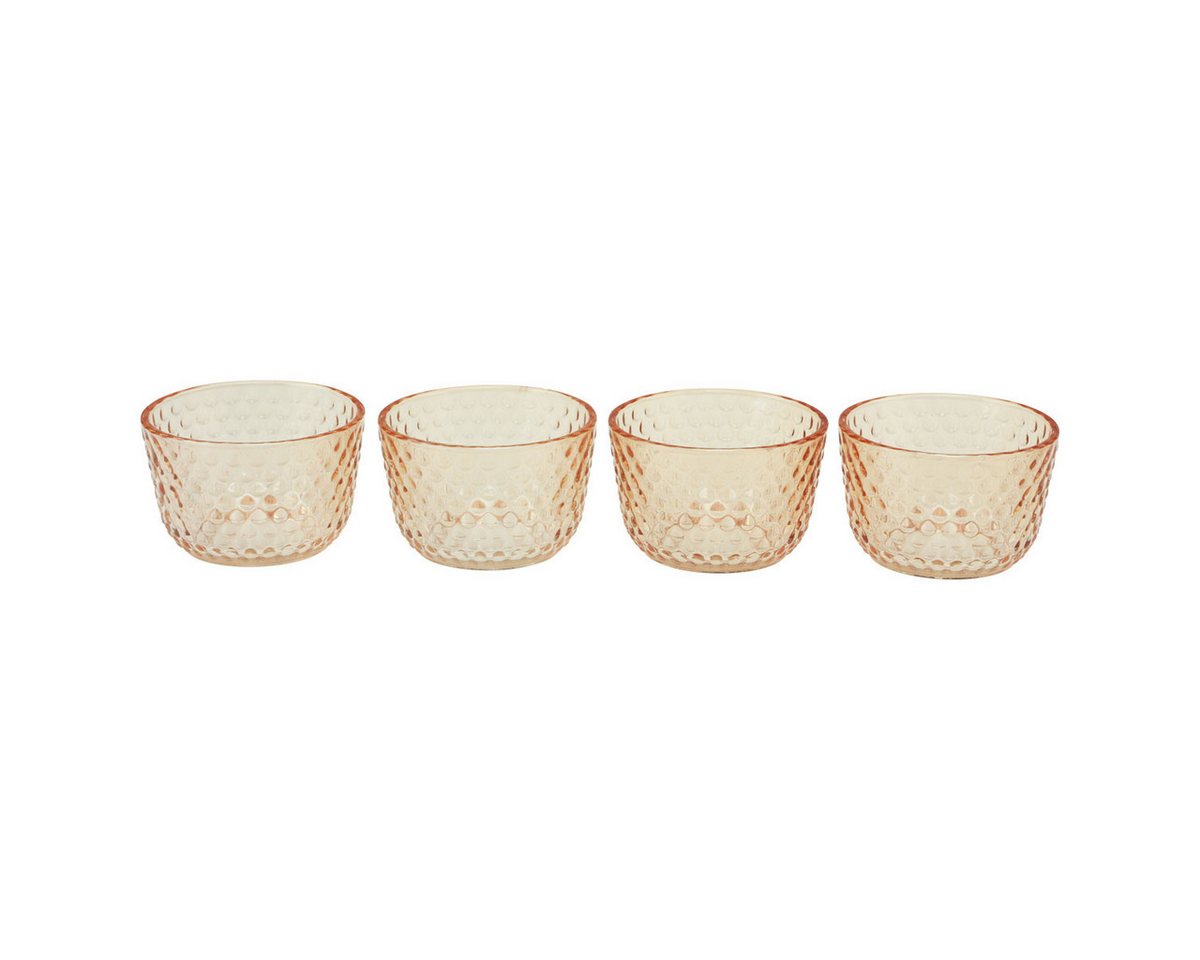 Viana Windlicht Teelichthalter Glas Windlicht Vintage Retro Orange Ø8cm H5cm 4er Set von Viana