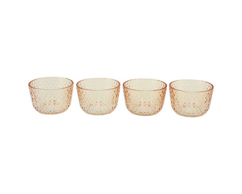 Viana Windlicht Teelichthalter Glas Windlicht Vintage Retro Orange Ø8cm H5cm 4er Set von Viana