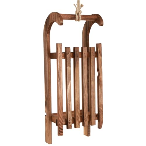 Viana Winterliche Holzschlitten Deko Braun Lasiert, 49,5cm – Gemütliche Landhaus Winterdekoration & Geschenkidee von Viana