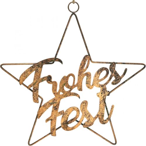 Weihnachtsstern Frohes Fest aus Metall mit Jutekordel von Viana