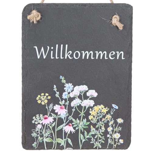 Willkommensschild Schieferplatte Hängedeko 20x15cm 2er Set von Viana