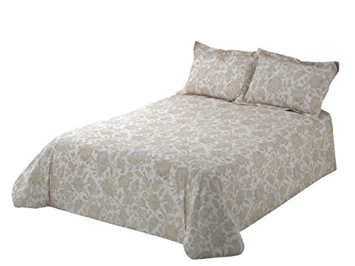 Viantala Nouveau Floral bettbezug, Baumwolle, Beige und Weiß, Cama 150 cm von Viantala