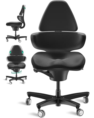 CoreChair Elite (Formstrick) Bürostuhl | Ergonomischer Bürostuhl mit bis zu 150kg Belastbarkeit. Orthopädischer Schreibtischstuhl mit 360° Beweglichkeit, Beckenstütze & Rückenlehne. (schwarz) von Viasit