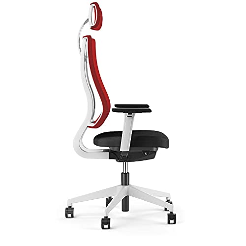 Viasit Drehstuhl Newback Drehstuhl Newback, Bürostuhl, ideal auch für das Home-Office, ergonomisch, mit Nackenstütze, Gestell telegrau (Rot) von Viasit