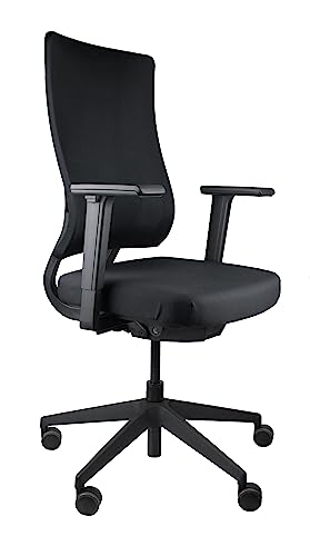 Viasit Newback All Black ergonomischer Bürodrehstuhl Bürostuhl mit Netzrücken und Verstellbarer Lordosenstütze für Büro und Home Office, viele einstellbare Funktionen von viasit
