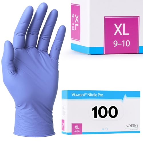 Einweghandschuhe 100 Stück | XL | Nitrilhandschuhe Blau | Puderfreie, latexfreie Einmalhandschuhe | Reißfest & feinfühlig | EN 455 & EN 374 | Gr. XS, S, M, L, XL von Viawant