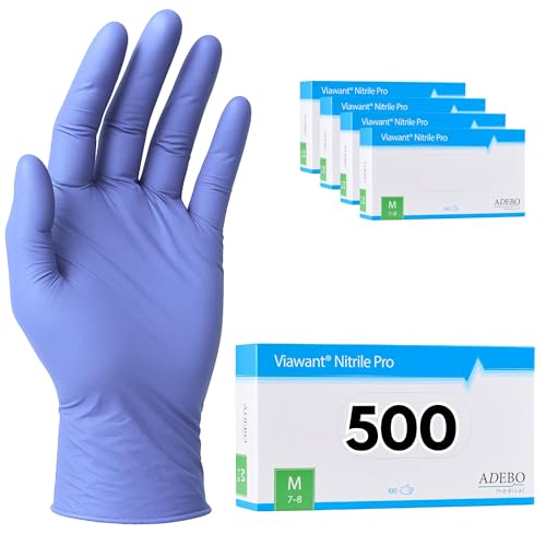 Einweghandschuhe 500 Stück | M | Nitrilhandschuhe Blau | Puderfreie, latexfreie Einmalhandschuhe | Reißfest & feinfühlig | EN 455 & EN 374 | Gr. XS, S, M, L, XL von Viawant