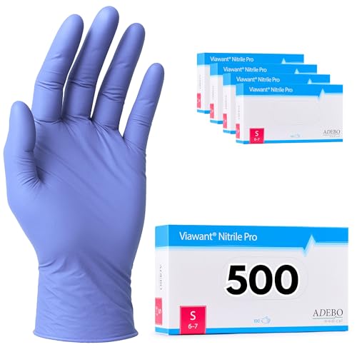 Einweghandschuhe 500 Stück | S | Nitrilhandschuhe Blau | Puderfreie, latexfreie Einmalhandschuhe | Reißfest & feinfühlig | EN 455 & EN 374 | Gr. XS, S, M, L, XL von Viawant