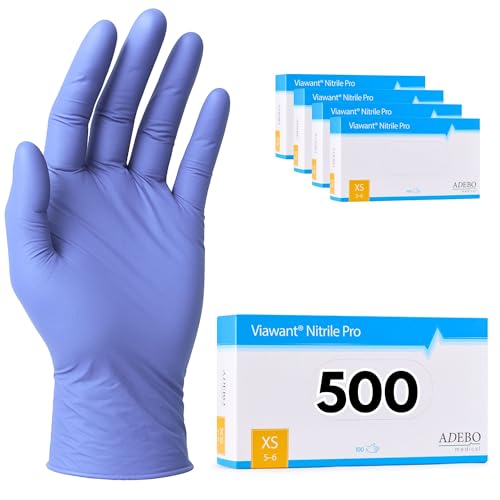 Einweghandschuhe 500 Stück | XS | Nitrilhandschuhe Blau | Puderfreie, latexfreie Einmalhandschuhe | Reißfest & feinfühlig | EN 455 & EN 374 | Gr. XS, S, M, L, XL von Viawant