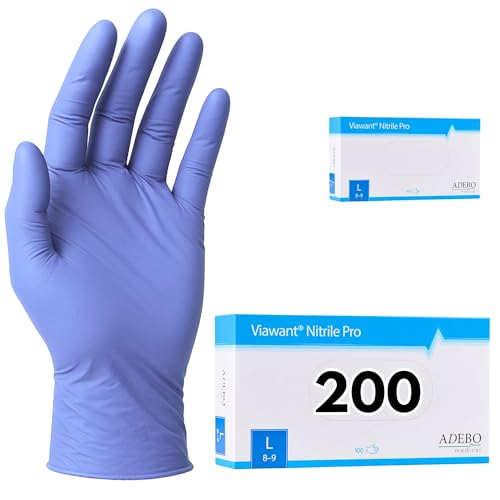 Einweghandschuhe 200 Stück | L | Nitrilhandschuhe Blau | Puderfreie, latexfreie Einmalhandschuhe | Reißfest & feinfühlig | EN 455 & EN 374 | Gr. XS, S, M, L, XL von Viawant