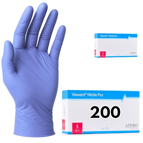 Einweghandschuhe 200 Stück | S | Nitrilhandschuhe Blau | Puderfreie, latexfreie Einmalhandschuhe | Reißfest & feinfühlig | EN 455 & EN 374 | Gr. XS, S, M, L, XL von Viawant