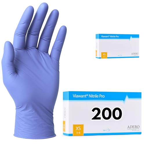 Einweghandschuhe | Nitrilhandschuhe Schwarz | Puderfreie, latexfreie Einmalhandschuhe | Reißfest & feinfühlig | EN 455 & EN 374 | Gr. XS, S, M, L, XL (200, Blau, XS) von Viawant