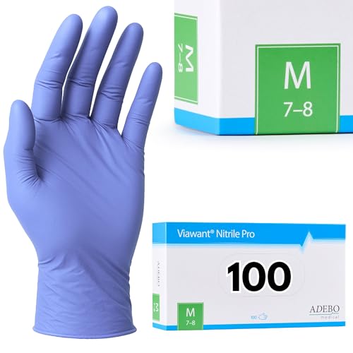Einweghandschuhe 100 Stück | M | Nitrilhandschuhe Blau | Puderfreie, latexfreie Einmalhandschuhe | Reißfest & feinfühlig | EN 455 & EN 374 | Gr. XS, S, M, L, XL von Viawant