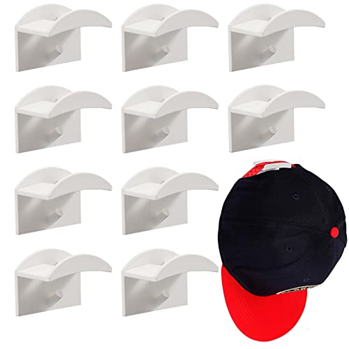 Vibbang 10 Stück Selbstklebende Hut-Halter, Kappenhaken für die Wandmontage, kein Bohren, Hut-Regal, Organizer, starker Halt für Baseballkappen, Moderne Hut-Kleiderbügel, Aufbewahrung (weiß) von Vibbang