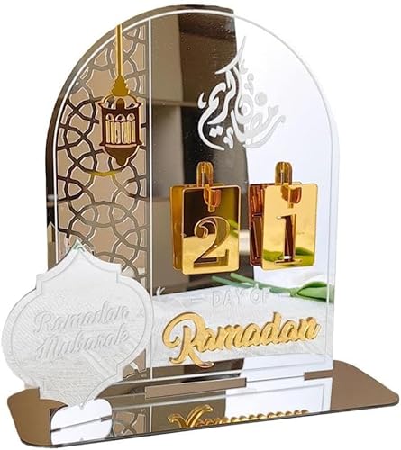 Vibbang Ramadan Kalender Deko, Eid Mubarak Dekoration, Acrylkalender Countdown Ornament, Ramadan Adventskalender Desktop Dekoration, Eid Dekorationen für Ramadan Party, Ramadan Geschenke für Kinder von Vibbang