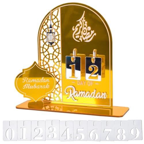 Vibbang Ramadan Kalender Deko, Eid Mubarak Dekoration, Acrylkalender Countdown Ornament, Ramadan Adventskalender Desktop Dekoration, Eid Dekorationen für Ramadan Party, Ramadan Geschenke für Kinder von Vibbang