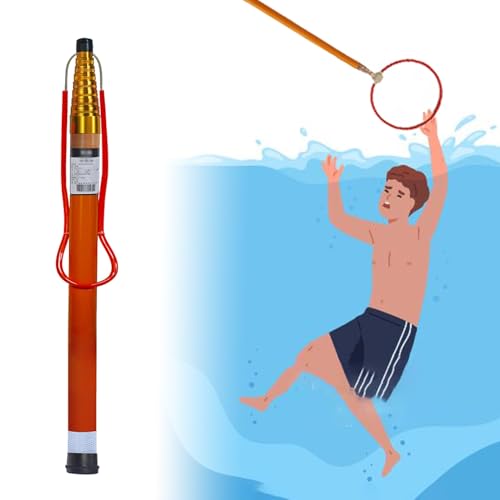 Teleskopstange Pool Teleskop-Pool-Rettungsstange für Ertrinkende Schwimmer, Sicherheitspoolstange mit Leucht- und Reflektorfunktion, Rettungsstange aus Fiberglas, Poolzubehör(1.2m~10m (3.9ft~32.8ft)) von Vibeo