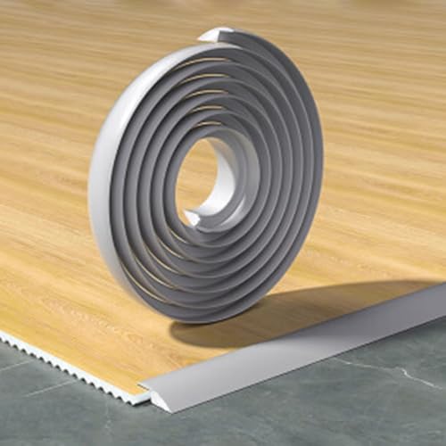 Übergangsprofil Selbstklebende Übergangsleiste aus Gummi für Böden, Flexibler Kantenschutz für Teppiche, Unebene Böden, Schwellenabdichtung für Teppich zu Vinyl, Holz zu Fliesen(Gray,Length-2m(6.5ft)) von Vibeo